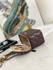 Chanel Small Vanity Case with Chain Pearl Crush Burgundy Lambskin - 6