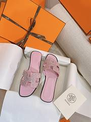 Hermes Oran Glitter Mules Pink  - 3