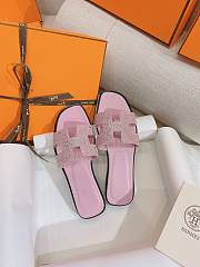 Hermes Oran Glitter Mules Pink  - 2