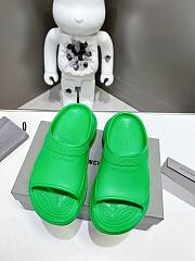 Balenciaga Women's Pool Crocs Slide Sandal In Green - 6
