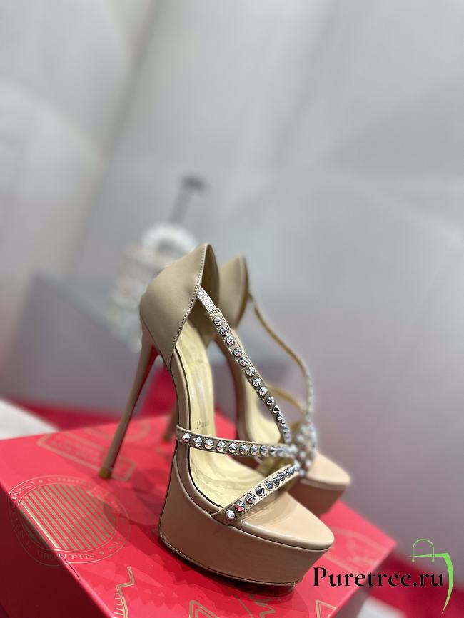 Christian Louboutin So Spike Alta 150 Platform Sandals Beige - 1