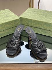 Gucci Women's Double G Mid-Heel Slide Sandal Black - 1
