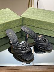 Gucci Women's Double G Mid-Heel Slide Sandal Black - 5