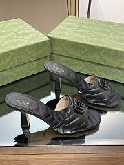 Gucci Women's Double G Mid-Heel Slide Sandal Black - 3