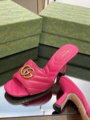 Gucci Women's Double G Mid-Heel Slide Sandal Pink - 6