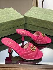 Gucci Women's Double G Mid-Heel Slide Sandal Pink - 5
