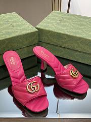 Gucci Women's Double G Mid-Heel Slide Sandal Pink - 3