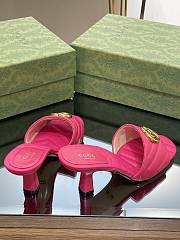 Gucci Women's Double G Mid-Heel Slide Sandal Pink - 4