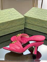 Gucci Women's Double G Mid-Heel Slide Sandal Pink - 2