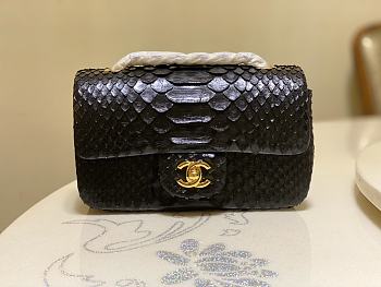 Chanel Classic Small Flap Bag Black Python Leather 20cm