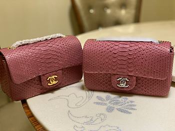 Chanel Classic Small Flap Pink Bag Python Leather 20cm