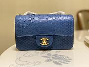 Chanel Classic Small Flap Bag Blue Python Leather 20cm - 1