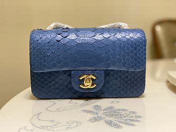 Chanel Classic Small Flap Bag Blue Python Leather 20cm