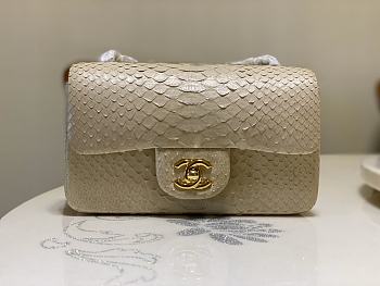 Chanel Classic Small Flap Bag Beige Black Python Leather 20cm