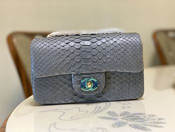 Chanel Classic Small Flap Bag Gray Python Leather 20cm