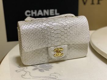 Chanel Classic Small Flap Bag White Python Leather 20cm