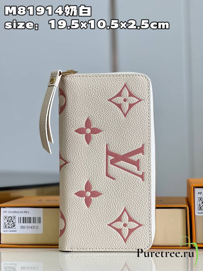 LV Zippy Wallet Cream/Trianon Pink M81914 size 19.5x10.5x2.5 cm - 1