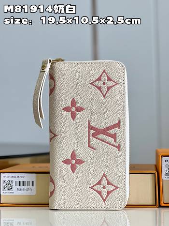 LV Zippy Wallet Cream/Trianon Pink M81914 size 19.5x10.5x2.5 cm