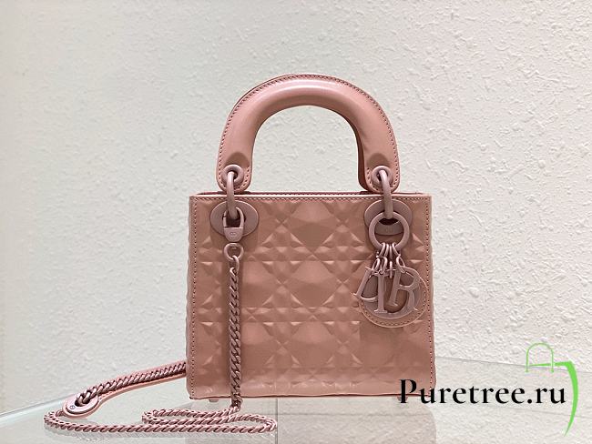 DIOR Mini Lady Dior Abcdior Bag Dust Pink Calfskin Diamond Motif 17x15x7 cm - 1
