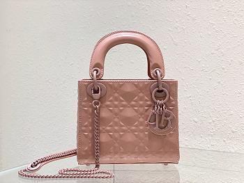 DIOR Mini Lady Dior Abcdior Bag Dust Pink Calfskin Diamond Motif 17x15x7 cm