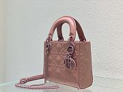 DIOR Mini Lady Dior Abcdior Bag Dust Pink Calfskin Diamond Motif 17x15x7 cm - 5
