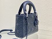 DIOR Mini Lady Dior Abcdior Bag Blue Calfskin Diamond Motif 17x15x7 cm - 4