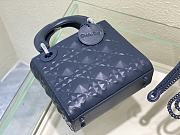 DIOR Mini Lady Dior Abcdior Bag Blue Calfskin Diamond Motif 17x15x7 cm - 5