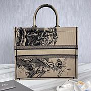 Dior Large Book Tote Brown/Black Macro Toile de Jouy Tiger Embroidery - 3