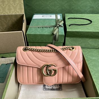 GG Marmont Small Shoulder Bag Peach Leather 443497 size 26x15x7 cm