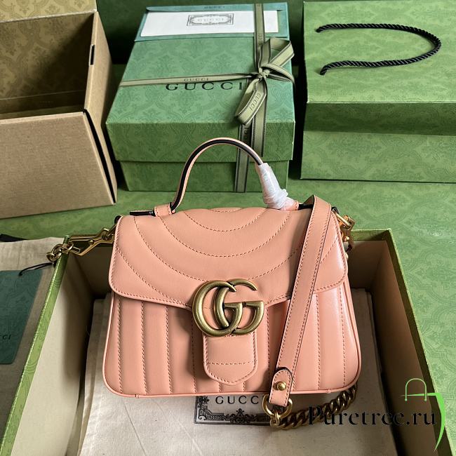 GG Marmont Mini Top Handle Bag Peach Leather 547260 size 21x15.5x8 cm - 1