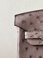 HERMES Kelly Purple Ostrich Handbag Silver Hardware size 25 x 20 x 13 cm - 3