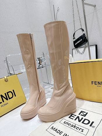 Fendi Patent Leather Boots Beige