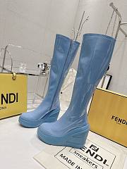 Fendi Patent Leather Boots Blue - 1
