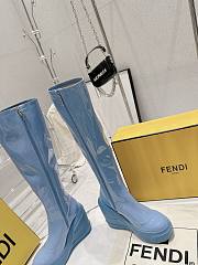 Fendi Patent Leather Boots Blue - 5