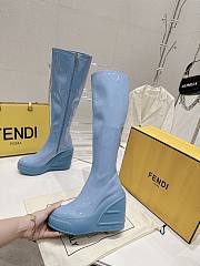 Fendi Patent Leather Boots Blue - 4