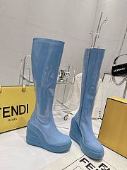 Fendi Patent Leather Boots Blue - 2