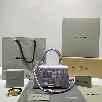BALENCIAGA Hourglass XS Handbag Crocodile In Purple size 19x8x21 cm