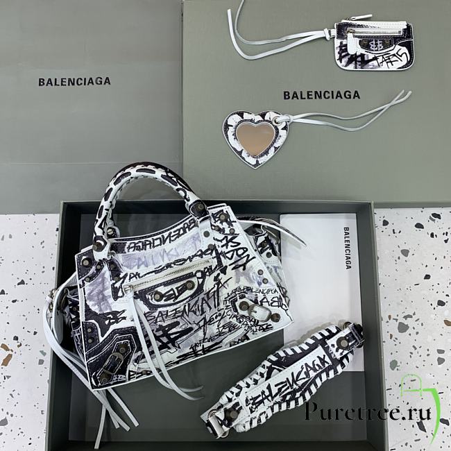 Balenciaga Neo Cagole Xs Handbag Graffiti In White 26x13x18 cm - 1