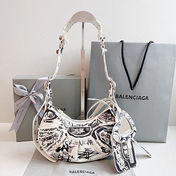 Balenciaga Le Cagole XS Shoulder Bag Graffiti In White 26x12x6 cm