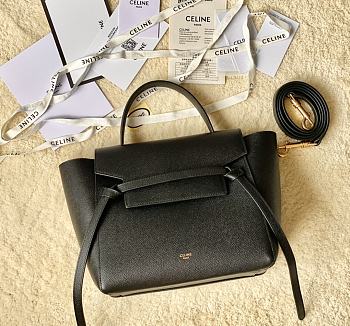 Celine Micro Belt Bag In Black Grained Calfskin 24 x 20 x 13 cm