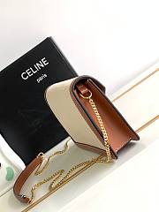 Celine Wallet On Chain Triomphe In Textile And Calfskin Natural/Tan  - 6