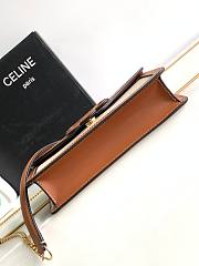 Celine Wallet On Chain Triomphe In Textile And Calfskin Natural/Tan  - 5