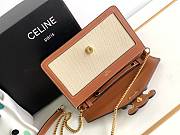 Celine Wallet On Chain Triomphe In Textile And Calfskin Natural/Tan  - 3