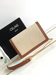 Celine Wallet On Chain Triomphe In Textile And Calfskin Natural/Tan  - 2