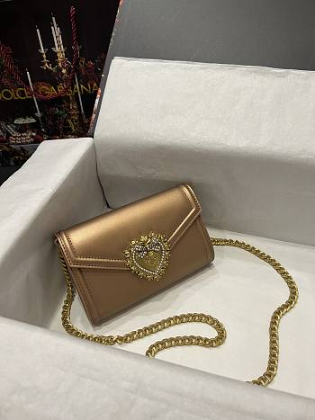D&G Calfskin Devotion Mini Bag Bronze size 18.5 x 11.5 x 3.5 cm