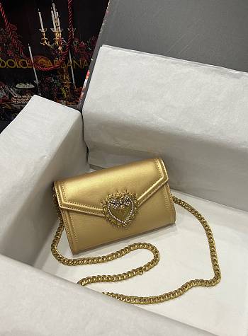 D&G Calfskin Devotion Mini Bag Golden size 18.5 x 11.5 x 3.5 cm