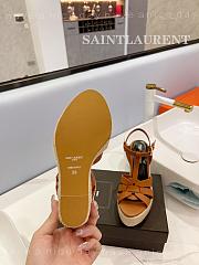 YSL Espadrille Wedge Sandals Matte Brown - 4