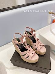 YSL Espadrille Wedge Sandals Matte Pink - 3