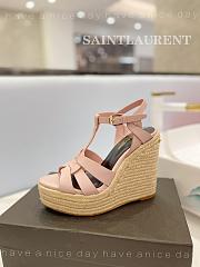 YSL Espadrille Wedge Sandals Matte Pink - 2