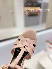 YSL Espadrille Wedge Sandals Matte Pink - 5